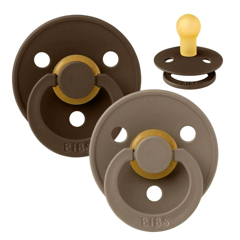 Bibs Okrugla Colour Duda - 2-Pak - vel. 1 - prirodni kaučuk - Mocha/Tamni hrast