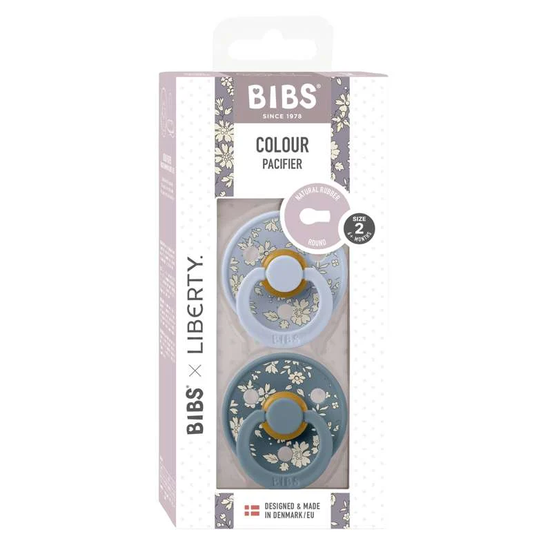 Bibs Okrugla Colour Duda - 2-Pak - vel. 2 - prirodni kaučuk - Liberty - Capel/Dusty Blue Mix
