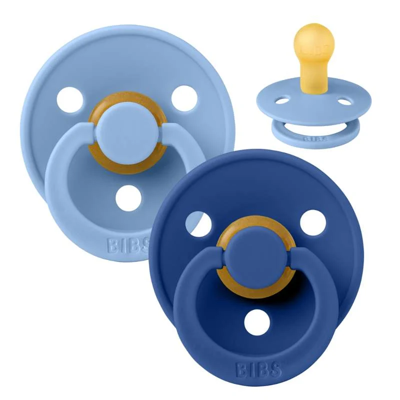 Bibs Okrugla Colour Duda - 2-Pak - vel. 1 - prirodni kaučuk - Nebesko plava/kukuruzno indigo