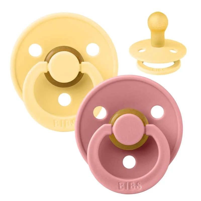 Bibs Okrugla Colour Duda - 2-Pak - vel. 1 - prirodni kaučuk - Pale Butter/Dusty Pink