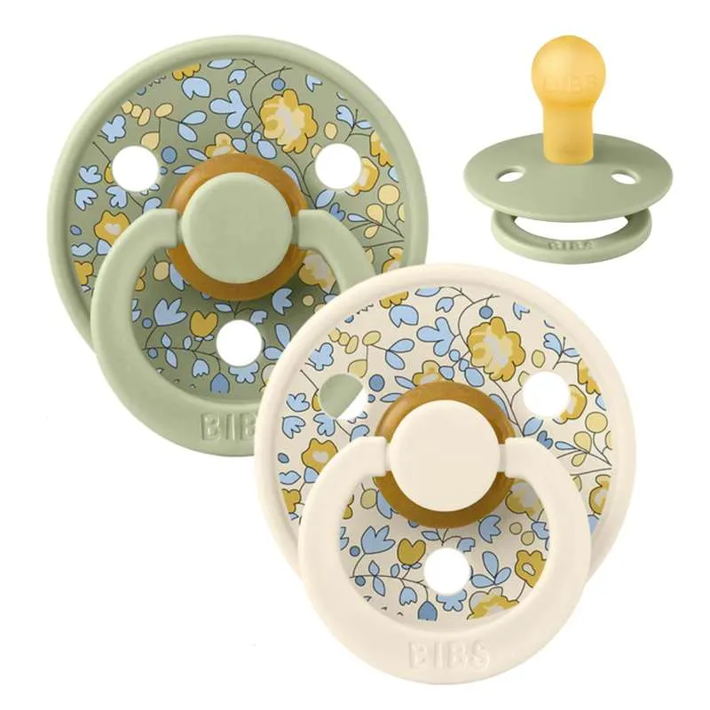 Bibs Okrugla Colour Duda - 2-Pak - vel. 2 - prirodni kaučuk - Liberty - Eloise/Sage Mješavina