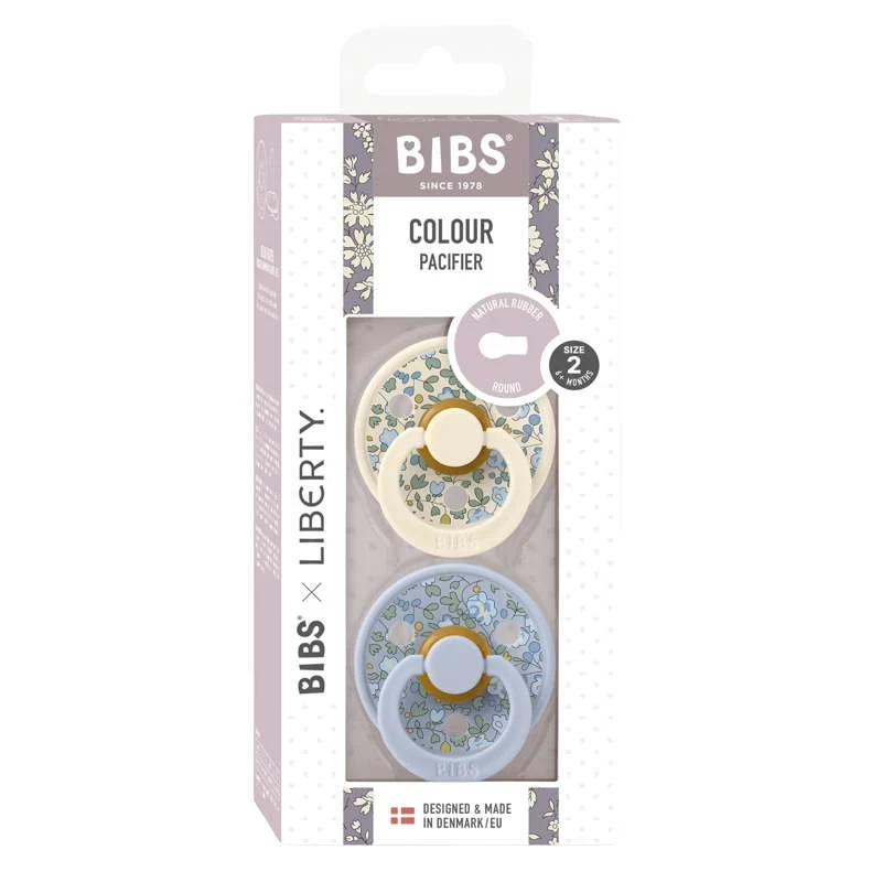 Bibs Okrugla Colour Duda - 2-Pak - vel. 2 - prirodni kaučuk - Liberty - Eloise/Dusty Blue Mix