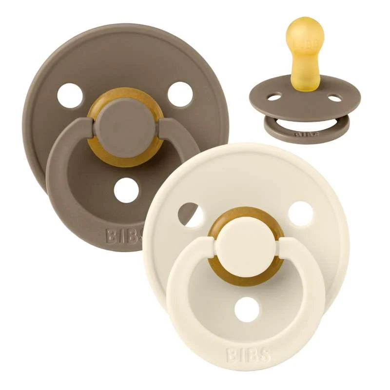 Bibs Okrugla Colour Duda - 2-Pak - vel. 2 - prirodni kaučuk - Tamni hrast/Ivory