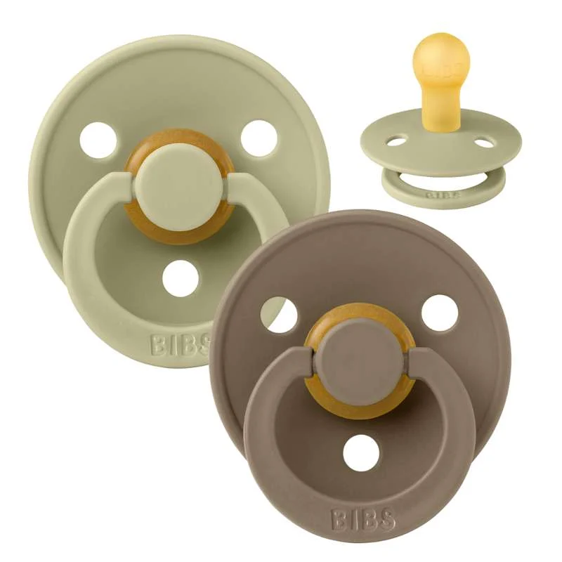Bibs Okrugla Colour Duda - 2-Pak - vel. 1 - prirodni kaučuk - Khaki/Tamni hrast