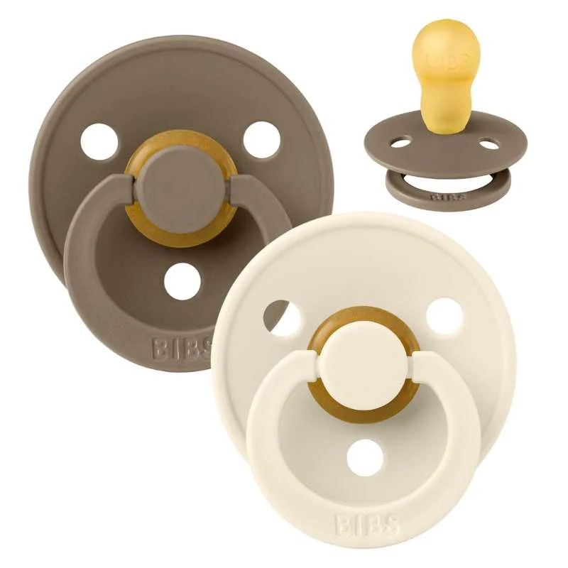 Bibs Okrugla Colour Duda - 2-Pak - vel. 3 - prirodni kaučuk - Tamni hrast/Ivory