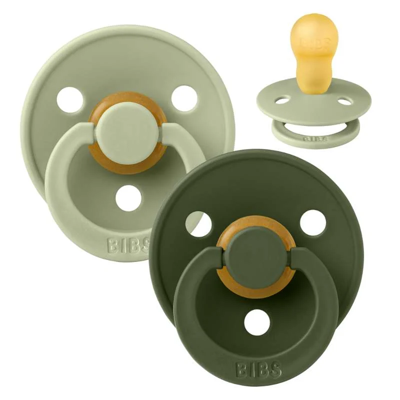 Bibs Okrugla Colour Duda - 2-Pak - vel. 3 - prirodni kaučuk - Siva/Lovac Zeleno