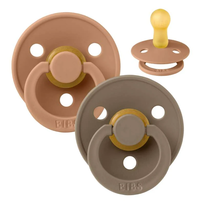 Bibs Okrugla Colour Duda - 2-Pak - vel. 2 - prirodni kaučuk - Zemlja/Tamni hrast