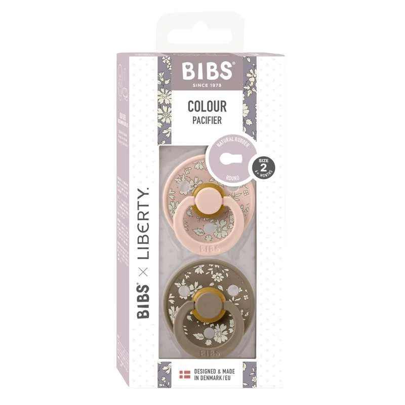 Bibs Okrugla Colour Duda - 2-Pak - vel. 2 - prirodni kaučuk - Liberty - Capel/Blush Mix