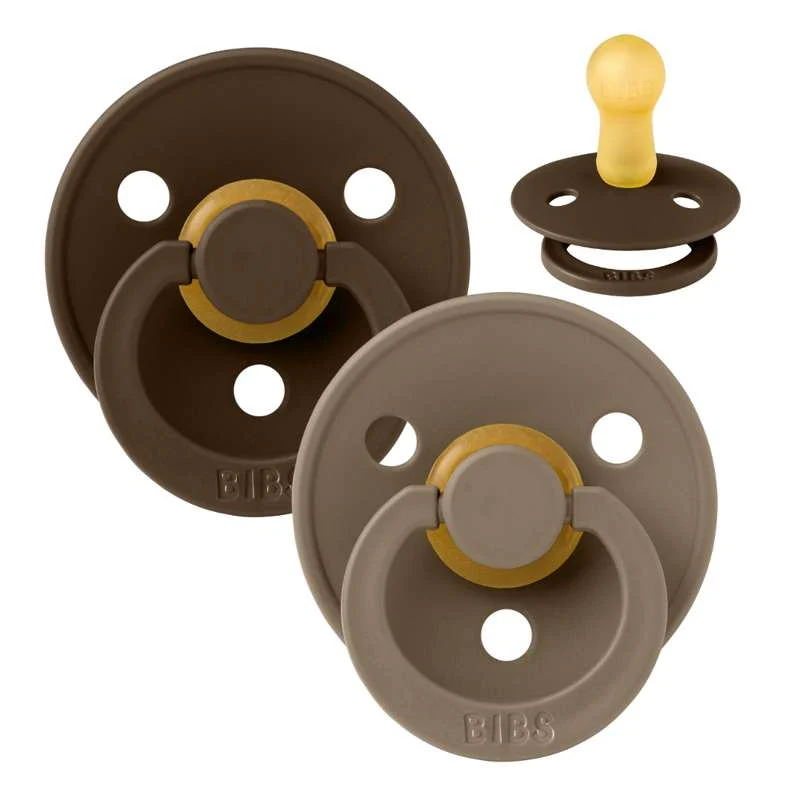 Bibs Okrugla Colour Duda - 2-Pak - vel. 2 - prirodni kaučuk - Mocha/Tamni hrast