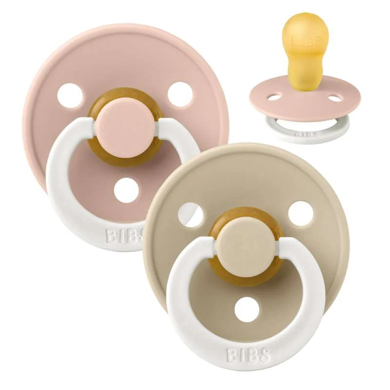 Bibs Okrugla Colour Duda - 2-Pak - vel. 3 - prirodni kaučuk - GLOW - Blush/Vanilla