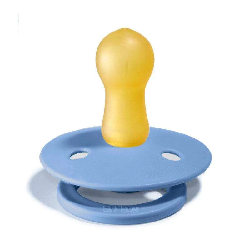 Bibs Okrugla Colour Duda - 2-Pak - vel. 1 - prirodni kaučuk - Nebesko plava/Bebe safir