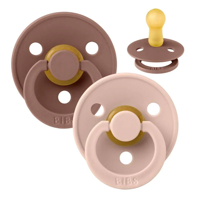 Bibs Okrugla Colour Duda - 2-Pak - vel. 2 - prirodni kaučuk - Woodchuck/Blush