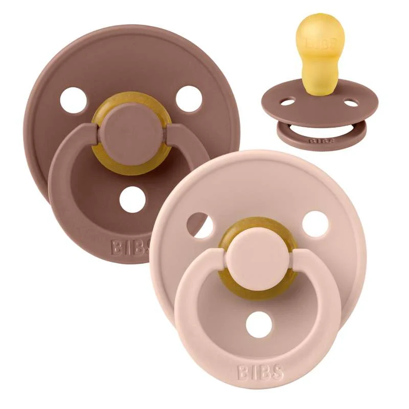 Bibs Okrugla Colour Duda - 2-Pak - vel. 3 - prirodni kaučuk - Woodchuck/Blush