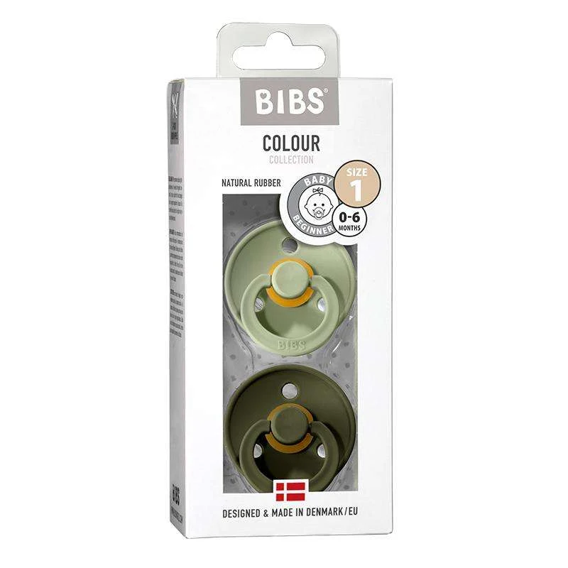 Bibs Okrugla Colour Duda - 2-Pak - vel. 1 - prirodni kaučuk - Salvia/Hunter Zelena