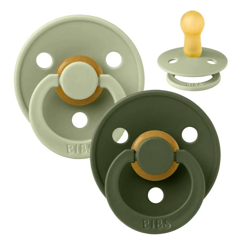 Bibs Okrugla Colour Duda - 2-Pak - vel. 2 - prirodni kaučuk - Siva/Zelena boja