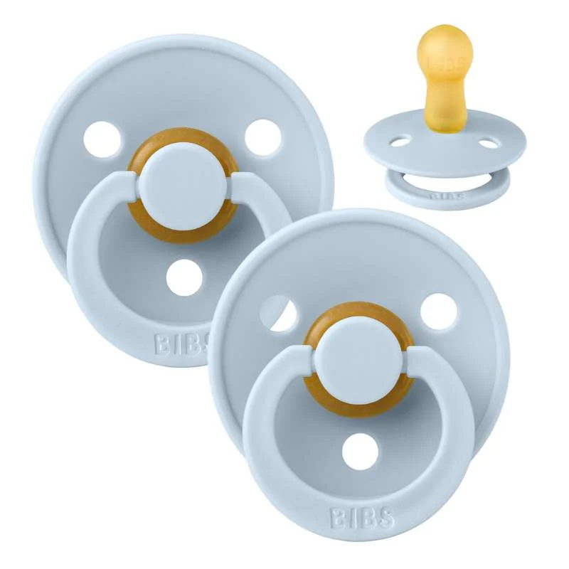 Bibs Okrugla Colour Duda - 2-Pak - vel. 2 - prirodni kaučuk - Baby Plava/Baby Azure