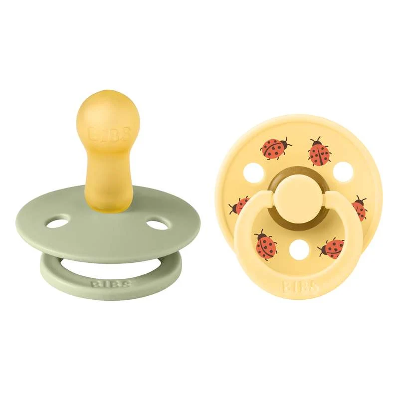 BIBS Rund Colour Sut - 2-Pak - Str. 2 - Naturgummi - Studio - Ladybug - Sage Mix