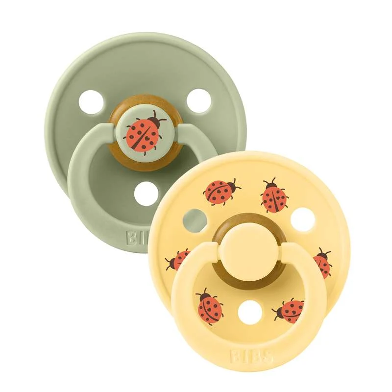 BIBS Rund Colour Sut - 2-Pak - Str. 2 - Naturgummi - Studio - Ladybug - Sage Mix