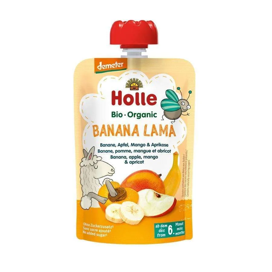 BIO voćni pire od banane, jabuke, manga i marelice Holle 100g Akcija