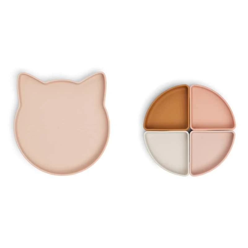 Liewood Arne Tallerken m. 4 Indsatsskåle - Silikone - Cat/Rose Multi Mix