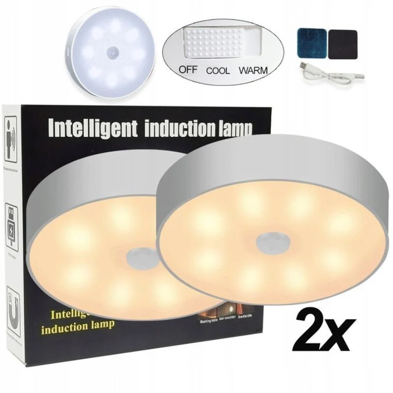 2 kom LED noćnih lampi s detektorom pokreta i 16 LED dioda – USB, žuto svjetlo
