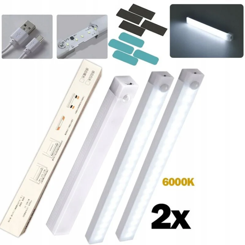Ansal LED Svjetlosna Traka s Pokretnim Senzorom 2 kom – USB Punjenje Magnetno Osvjetljenje Ormara