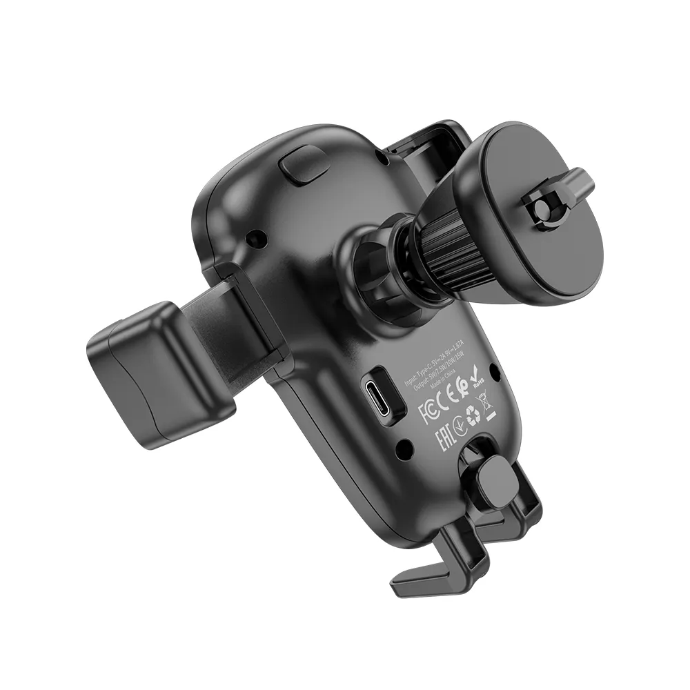 HOCO auto držč za ventilacijsku rešetku s automatskim induktivnim punjenjem 15W HW01 Pro crni