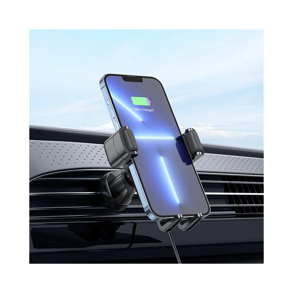 HOCO auto držč za ventilacijsku rešetku s automatskim induktivnim punjenjem 15W HW01 Pro crni