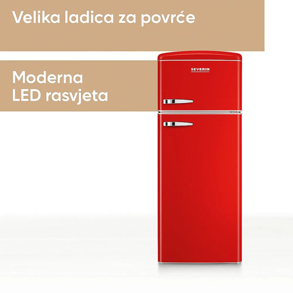 Severin Retro samostojeći hladnjak, crveni, 246 L, RKG 8983