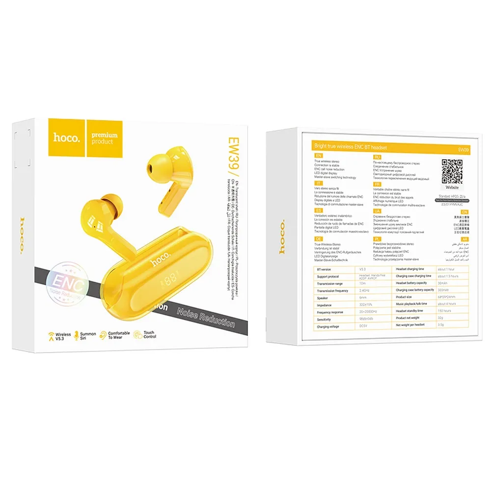 HOCO bežične / bluetooth stereo slušalice TWS Bright true ENC EW39 žute