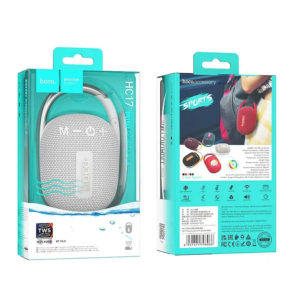 HOCO bluetooth zvučnik HC17 Easy Joys sivi