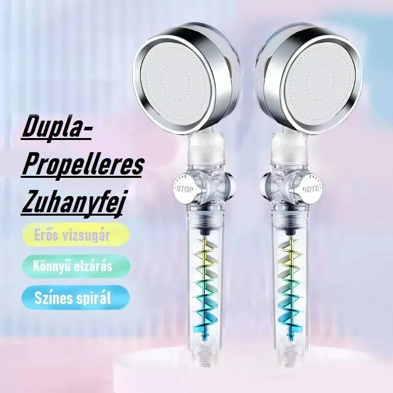 Blux Wellness Tuš Glava s Dvostrukim Propelerom – Štedi Vodu, Rotirajuć Glava, Sa Filterom