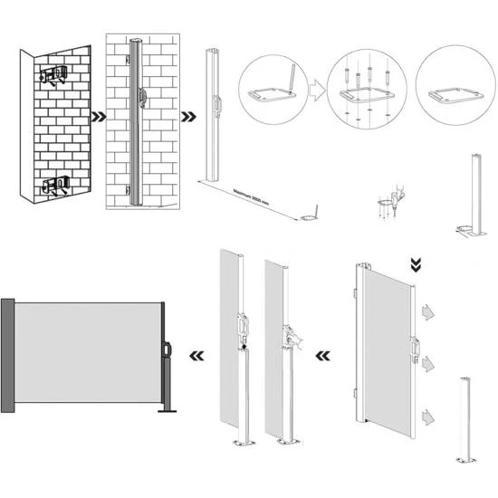 Bočna tenda na izvlačenje, 200 x 350 cm, antracit