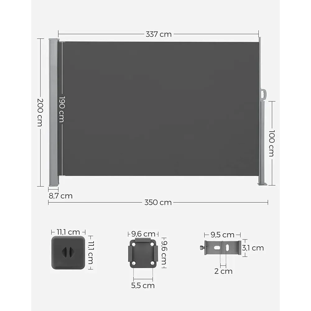 Vanjska sklopiva tenda, 350 x 200 cm, dimno siva