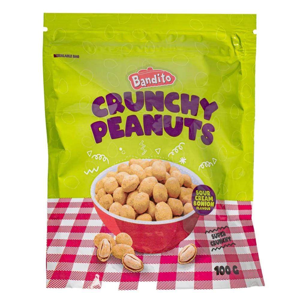 Bandito Crunchy Peanuts Sour Cream & Onion, pečeni kikiriki s okusom kiselog vrhnja i luka od 100g