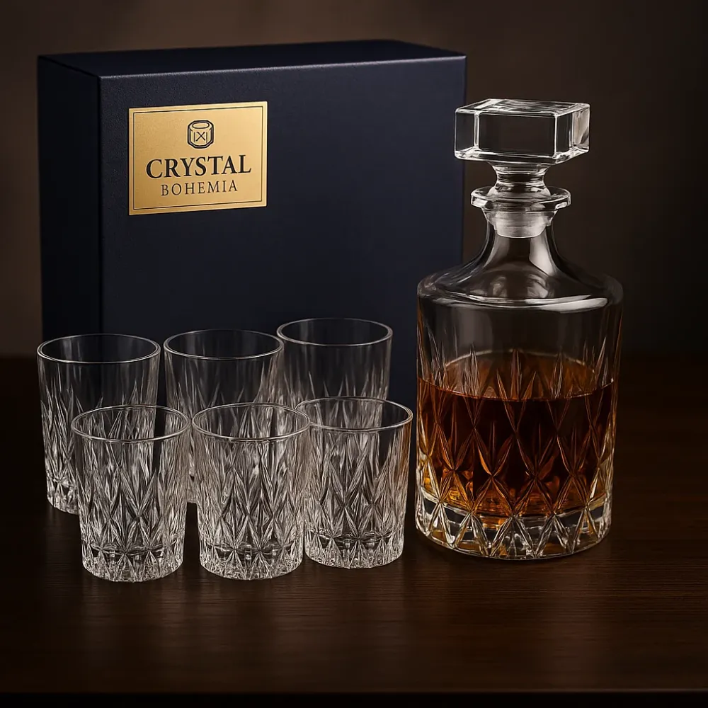 Crystal Bohemia Wicker whiskey set 1+6 – boca i čše od češkog kristala
