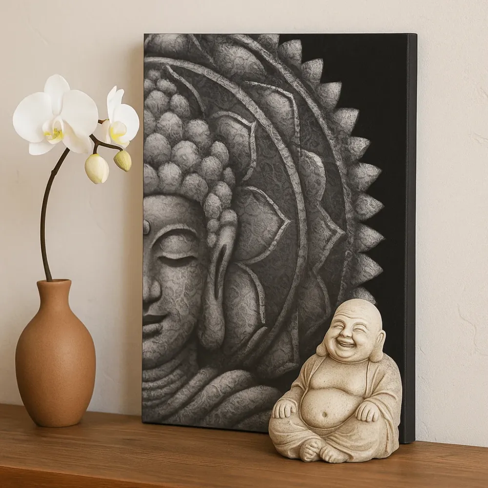 Budina platnena zidna umjetnost siva mandala, 60x80 cm