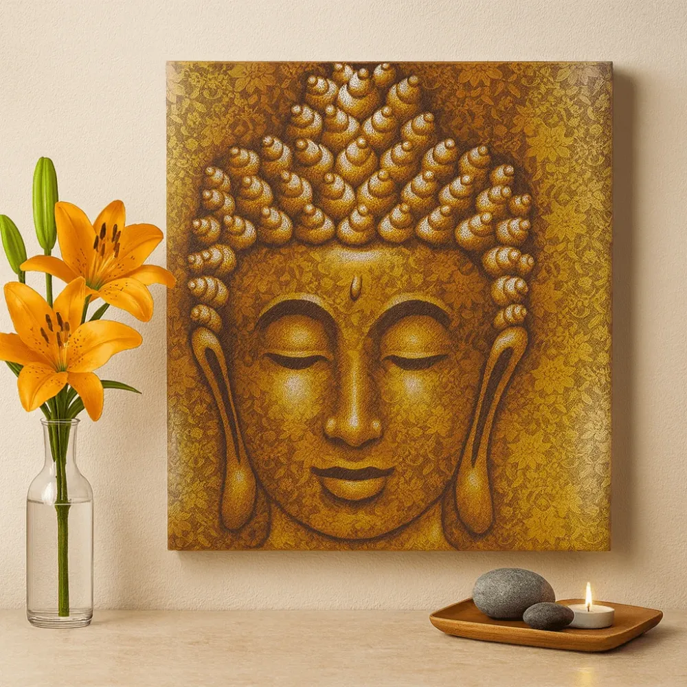 Budina platnena zidna umjetnost, zlatni brokat 80x60cm