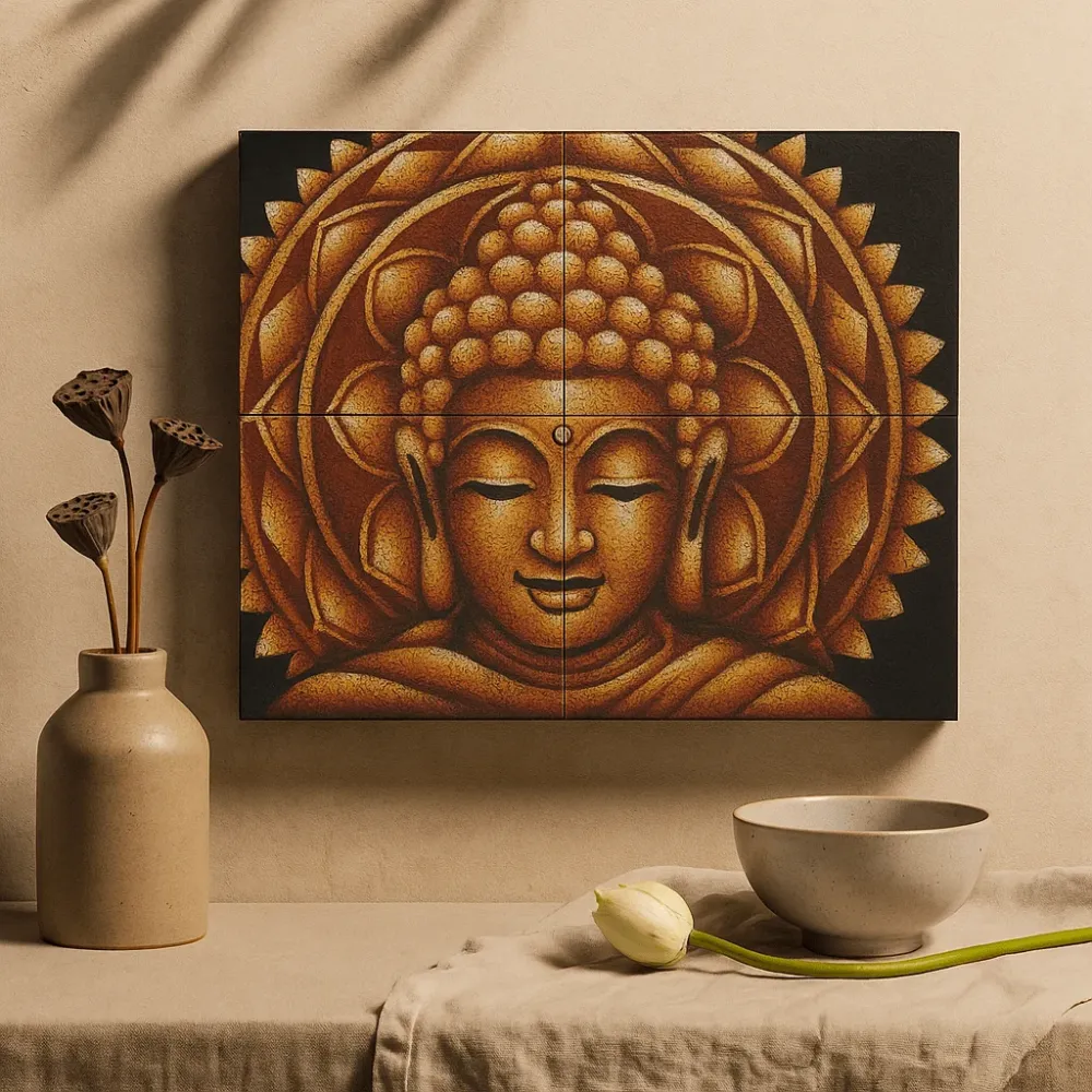 Set platnenih zidnih slika Buddhin mandala, 4 komada