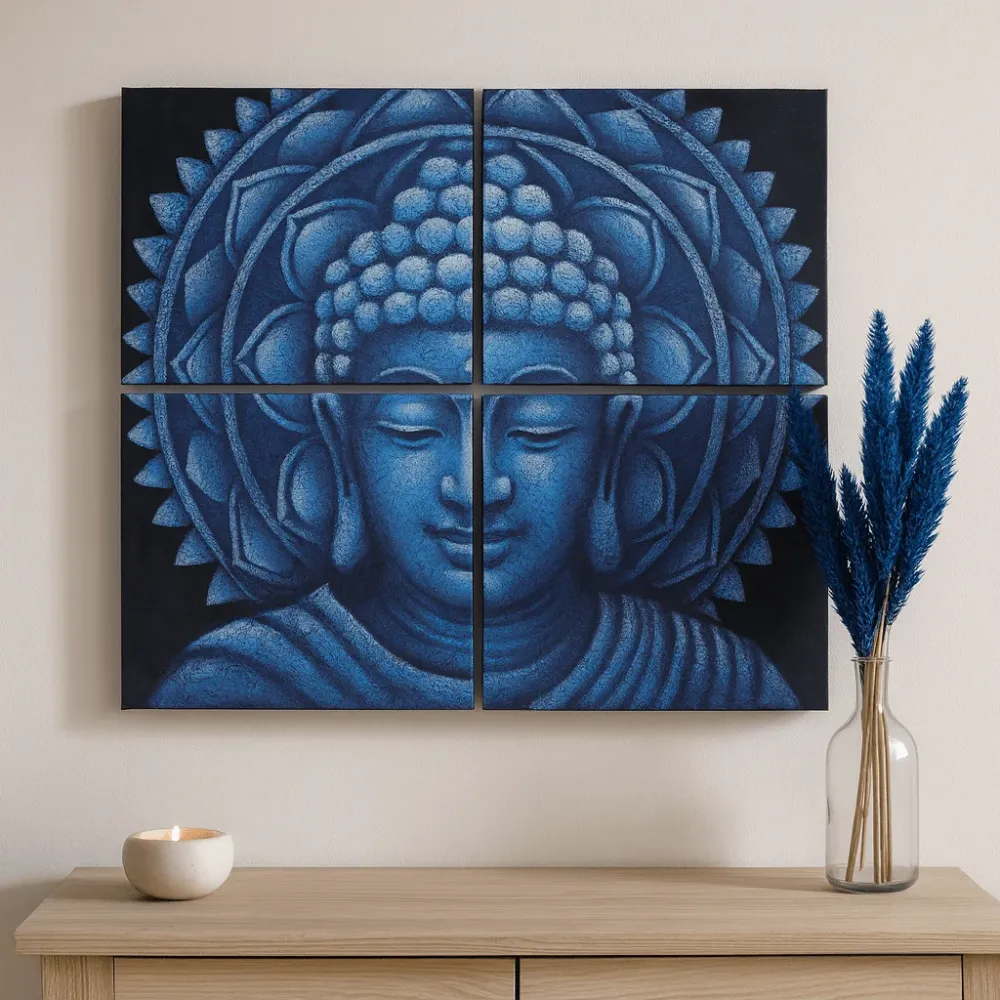 Set platnenih zidnih slika Buddhin mandala, 4 komada