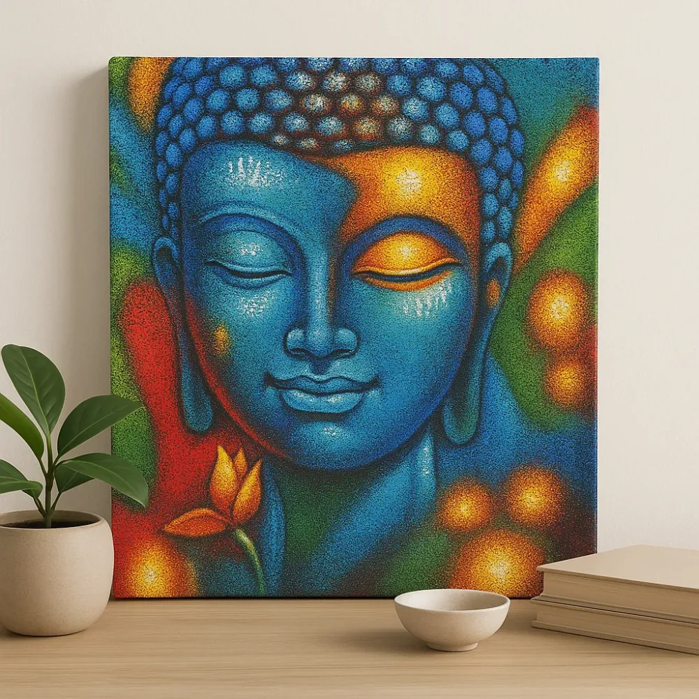 Slika Bude plavo i zlatno cvijeće 75x55cm