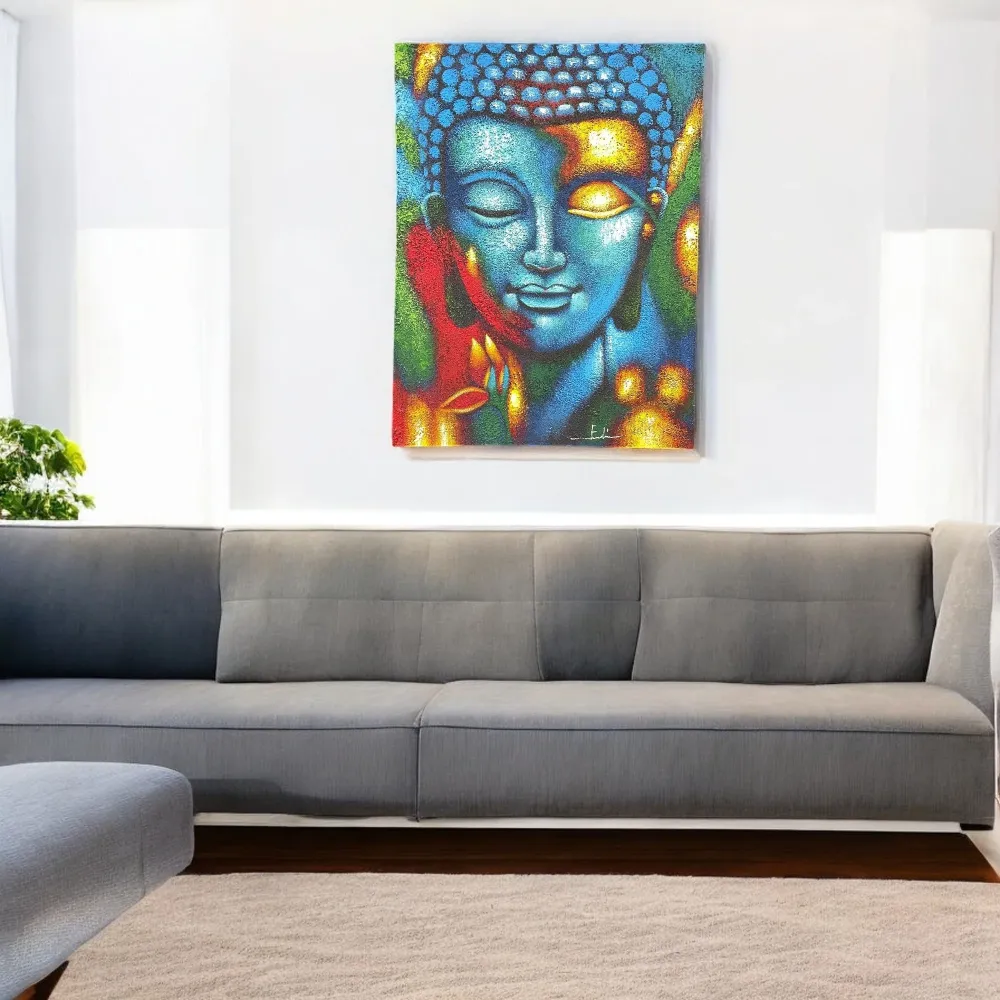 Slika Bude plavo i zlatno cvijeće 75x55cm