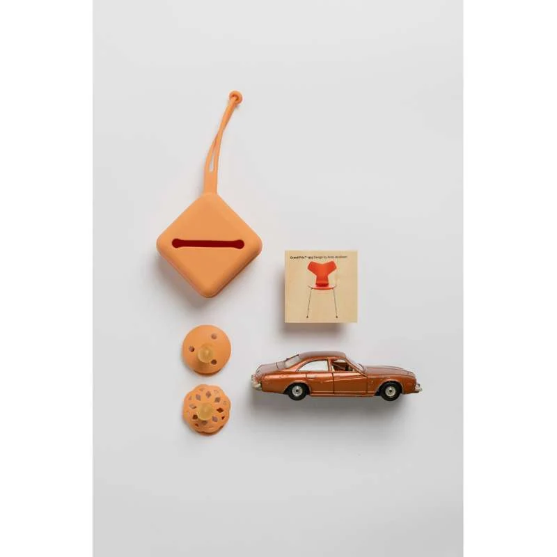 Zippered tech torbica BIBS Accessories Pacifier Case - Silikone - Sutteboks m. Plads til 3 Sutter - Pumpkin