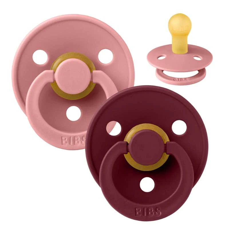 Bibs Okrugla Colour Duda - 2-Pak - vel. 1 - prirodni kaučuk - Prašnjavo ružičasta/Elderberry