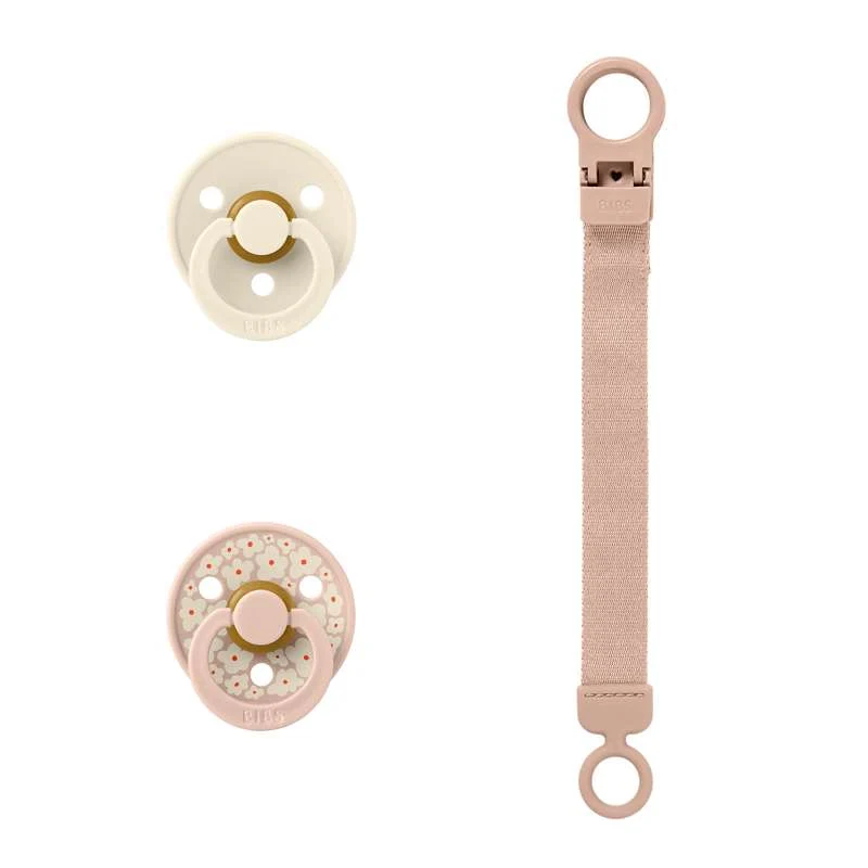 BIBS Rund Colour Sut - 2-Pak - Str. 1 - Naturgummi - m. Suttesnor - Blush