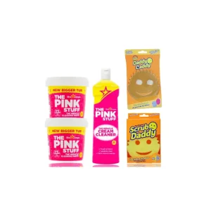 Set za čišćenje Lekker Schrobben - Scrub Daddy, Daddy Caddy, Pink Stuff Pasta, kremasti čistač