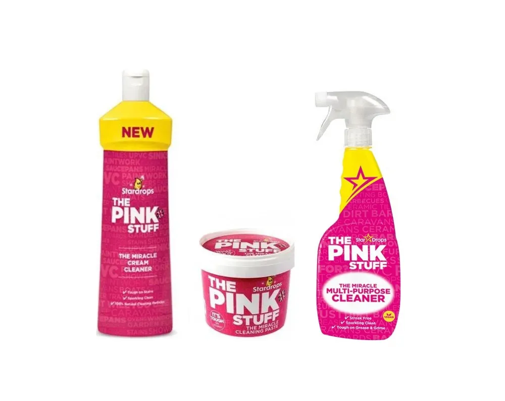 Stardrops Pink Stuff paket - kremasti čistač 500 ml + pasta za čišćenje 500 grama + višefunkcijski sprej za čišćenje 750 ml