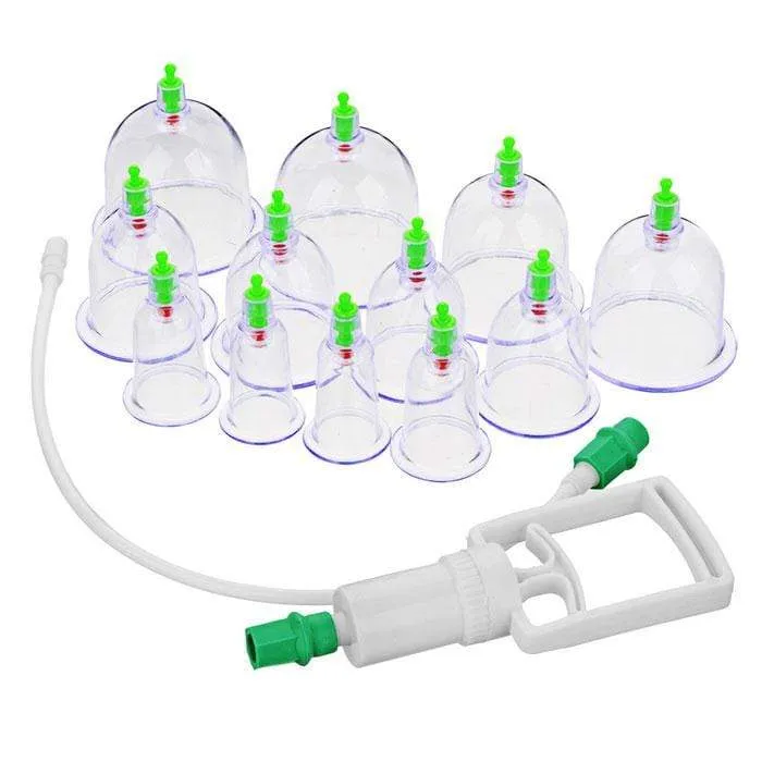 Cupping set s pumpicom za stvaranje vakuuma - set od 12 komada