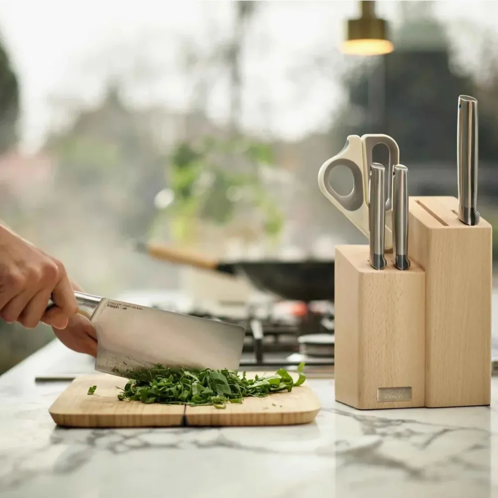 Elevate™ Fusion 5-piece Knife & Scissor Set Beechwood Block