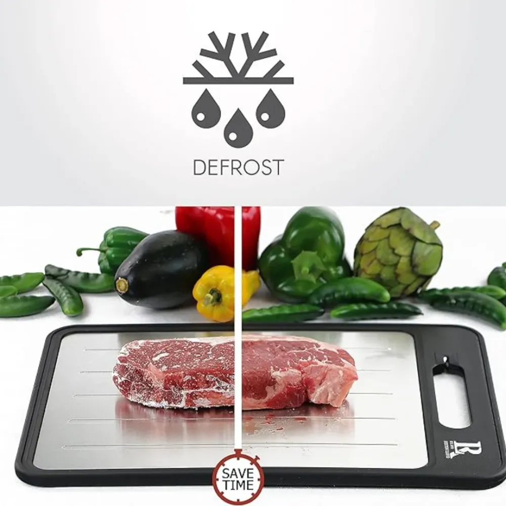 Multiple Function Cutting Board Defrosting Tray, Zester & Knife Sharpner - Red